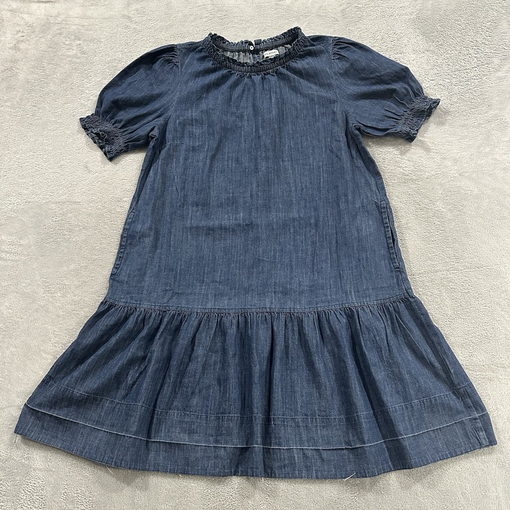 Free Assembly Denim Midi Dress Women L Blue Puff Sleeve Boho Cottagecore Summer